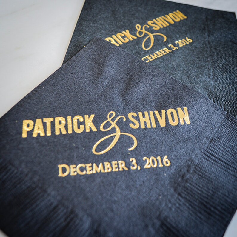 Personalized Beverage Napkins With Names Printed Cocktail Etsy