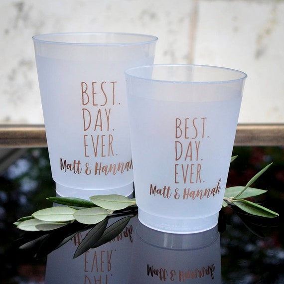 Custom Frosted Wedding Cups, Personalized Party Favors