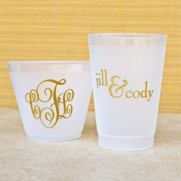 Personalized Shatterproof Wine Cups, Frosted Plastic Party Cups, Custom Hostess Gift Cups, Frost-Flex Cups with Names, Party Favor