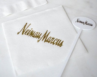 Company Logo White Linun Napkins, Corporate Linen-Like Beverage Napkins, Personalized Gala Napkins, Corporate Event Cocktail Hour Napkins