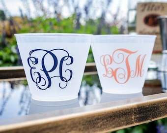 Personalized Wine Frosted Cups, Monogram Shatterproof Cups, Frost Flex Wedding Cups, Party Cups, Printed Wine Cups, Cocktail Party Cups