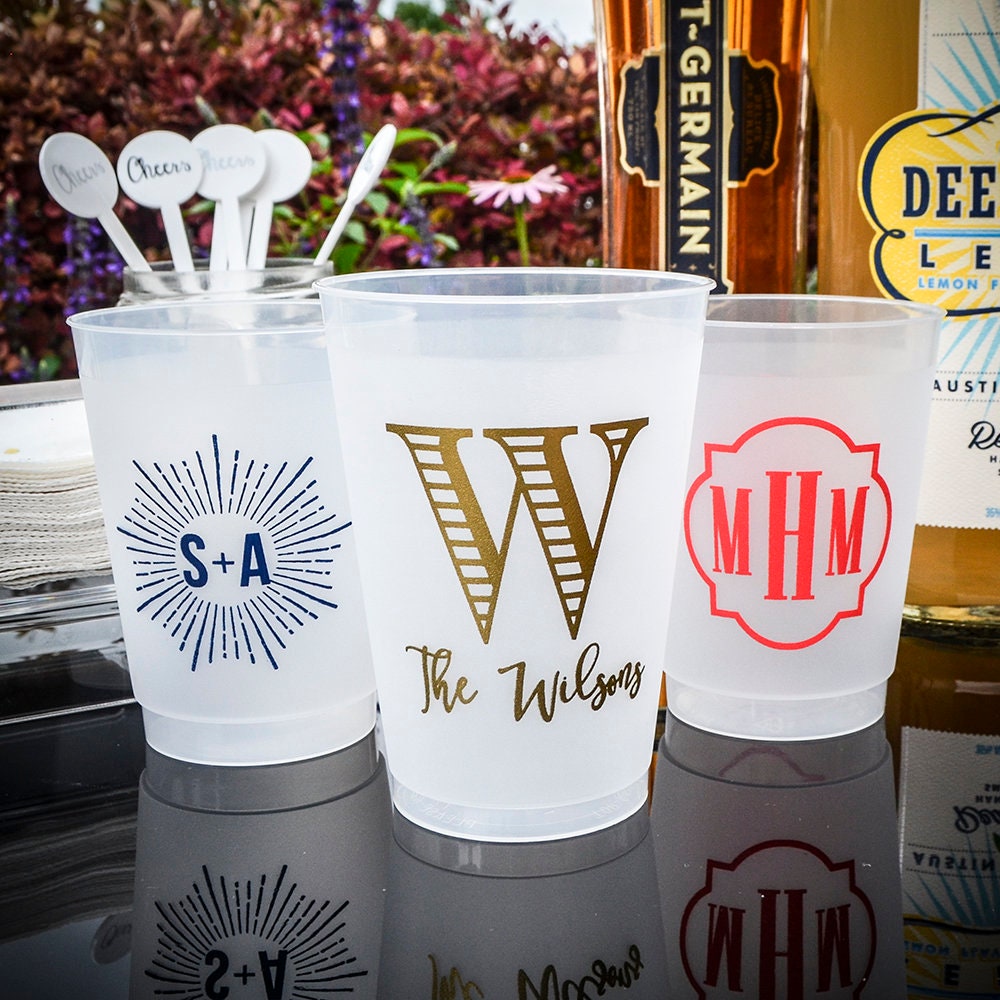 Custom Frosted Wedding Cups, Personalized Party Favors, Bachelorette  Shatterproof Plastic Cups - Yahoo Shopping