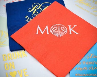 Custom Nautical Napkins, Personalized Beach Wedding Napkins, Custom Printed Sea Theme Napkins, Beach Wedding Decorations
