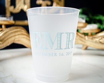 Custom Sip and See Cups, Blue Baby Shower Cups, 1st Birthday Party Favors, Gender Reveal, Personalized Frosted Plastic Cups, Cocktail Cups