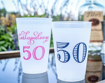 Personalized 50th Birthday Shatterproof Cups, Birthday Frosted Plastic Cups, 50 & Fabulous, Birthday Party Favors, Custom Frost Flex Cups