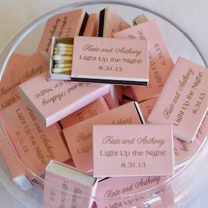 Light Up the Night - Personalized Matches - Custom Wedding Favors, Personalized Wedding Matches, Gold Foil Printed Matches