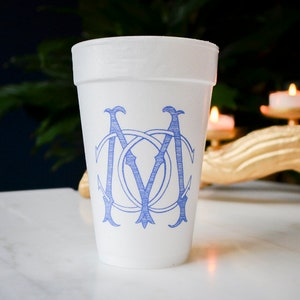 Wedding Monogram Foam Cups,  Custom Printed Wedding Cups, Family Party Styrofoam Cups, Custom Party Cups, Personalized Cup