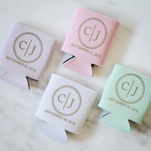 Personalized Can Coolers, Monogrammed Can Coolies, Personalized Wedding Favors, Printed Can Coolers, Custom Wedding Can Cooler Favors