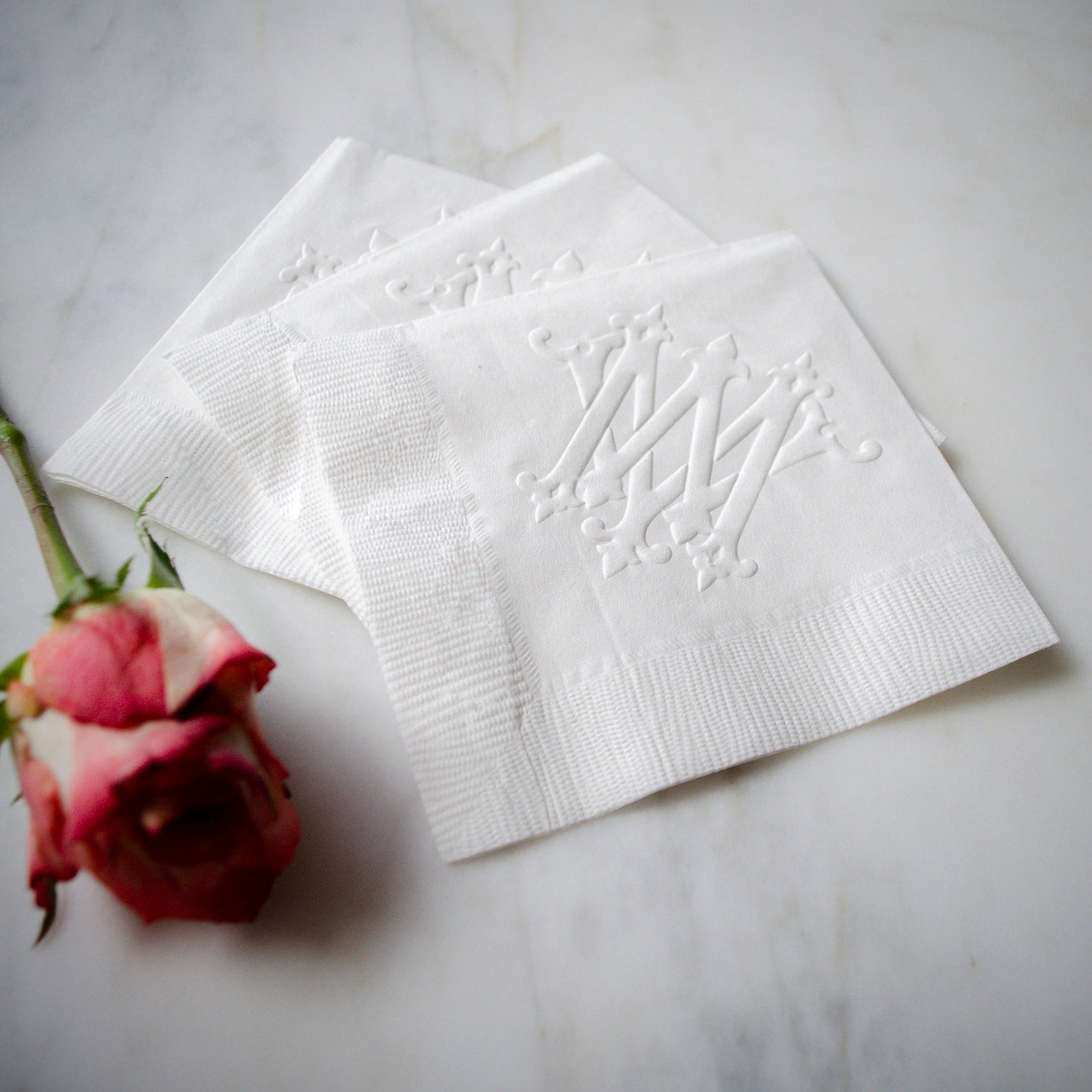 Embossed Wedding Monogram 3 Ply Napkins Monogrammed Napkins Etsy