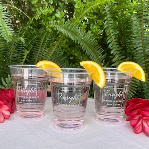 Luxe Plastic Cups - Clear Plastic and Gold - 12 oz