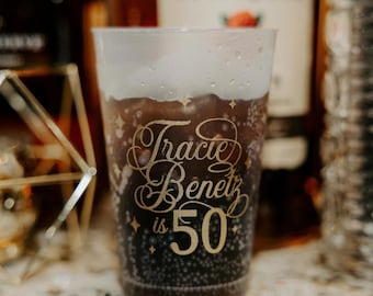 50th Birthday Shatterproof Party Cups, Personalized Cups, 50th Birthday, Frosted Plastic Cup, 50th Birthday Party Favor, 50th Birthday Decor
