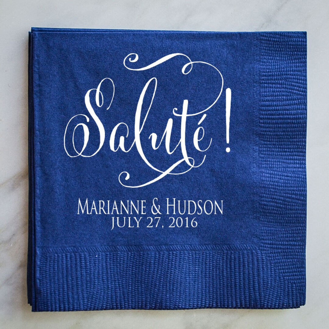 Personalized Salute Napkins, Wedding Napkins, Foil Paper Napkins