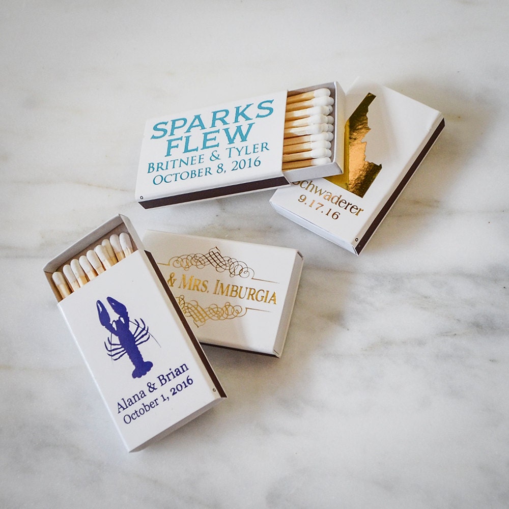 Custom Printed Wedding Matches, Personalized Matchboxes, Personalized Cigar Wedding Favors, Custom Matchbooks, Sparks Flew, Perfect Match
