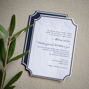 Blind Letterpress Invitations, Classic Monogram Wedding Invitations, Personalized Invites, Digital and Letterpress Printed Invitations image 2