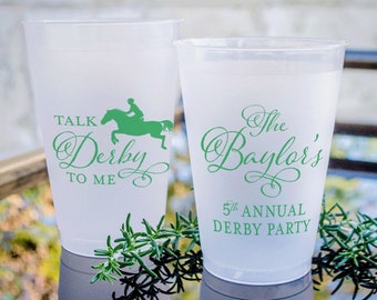 Talk Derby To Me Shatterproof Cups, Custom Derby Plastic Cups, Derby Printed Party Cups, Personalized Derby Shatterproof Cups, Derby Decor