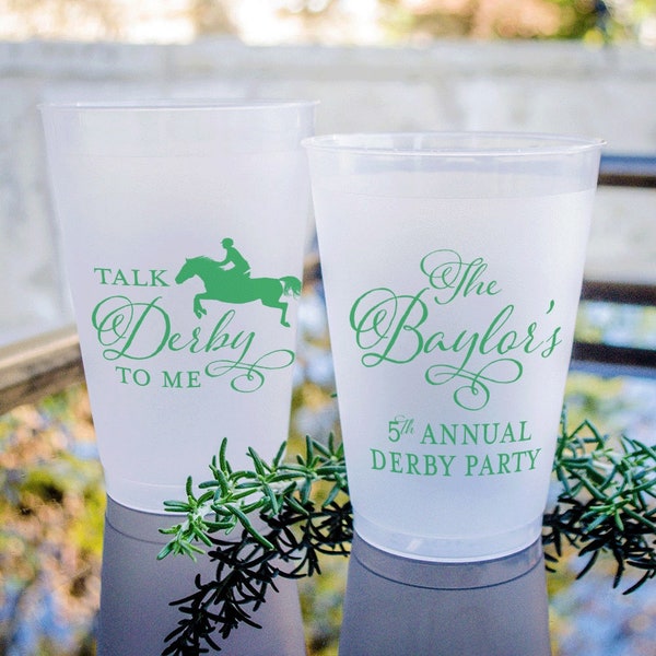 Talk Derby To Me Shatterproof Cups, Custom Derby Plastic Cups, Derby Printed Party Cups, Personalized Derby Shatterproof Cups, Derby Decor