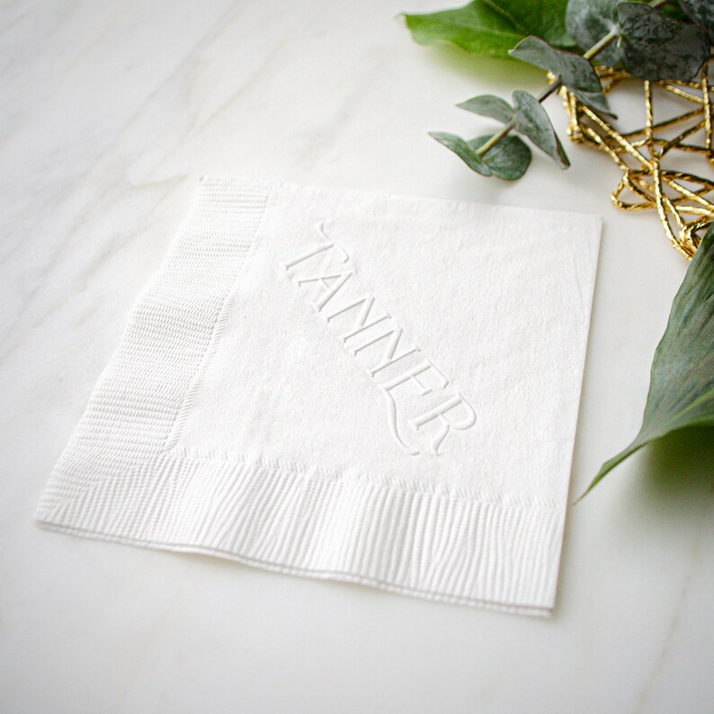 Embossed Last Name Wedding Napkins Custom 3 Ply Cocktail Etsy