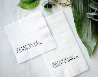Modern Couples Names 3 Ply Guest Towels, Custom Printed Guest Towel Napkins, Powder Room Hand Towels, Housewarming Gift, Wedding Guest Towel