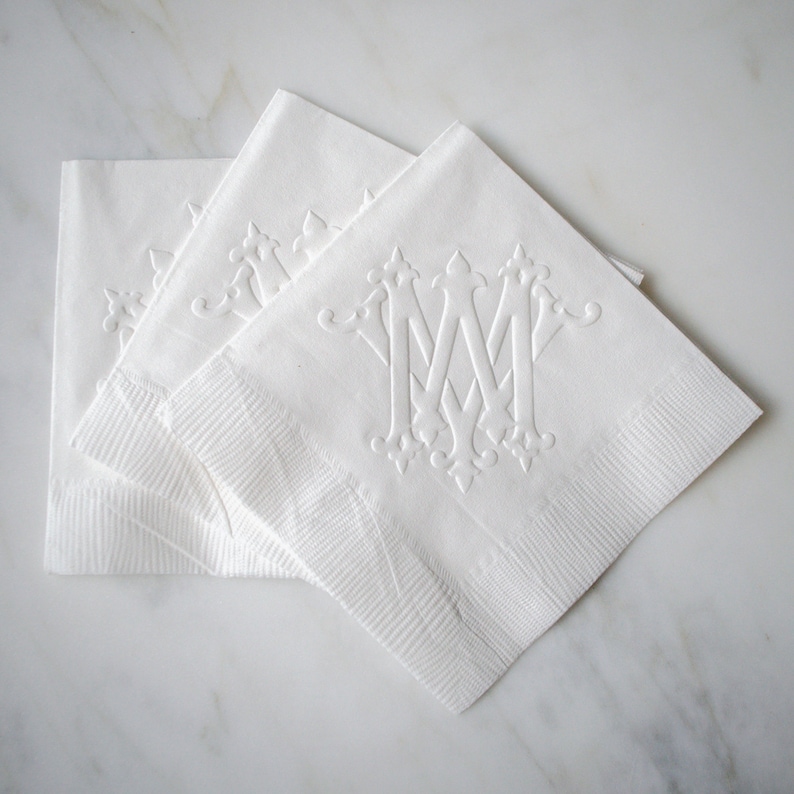 Embossed Wedding Monogram 3 Ply Napkins Monogrammed Napkins Etsy