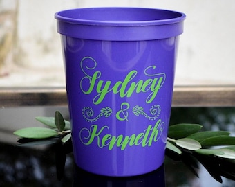 Custom Wedding Stadium Cups, Personalized Wedding Cups, Wedding Favors, Custom Plastic Cups, Wedding Reception, Printed Cups, Party Cups