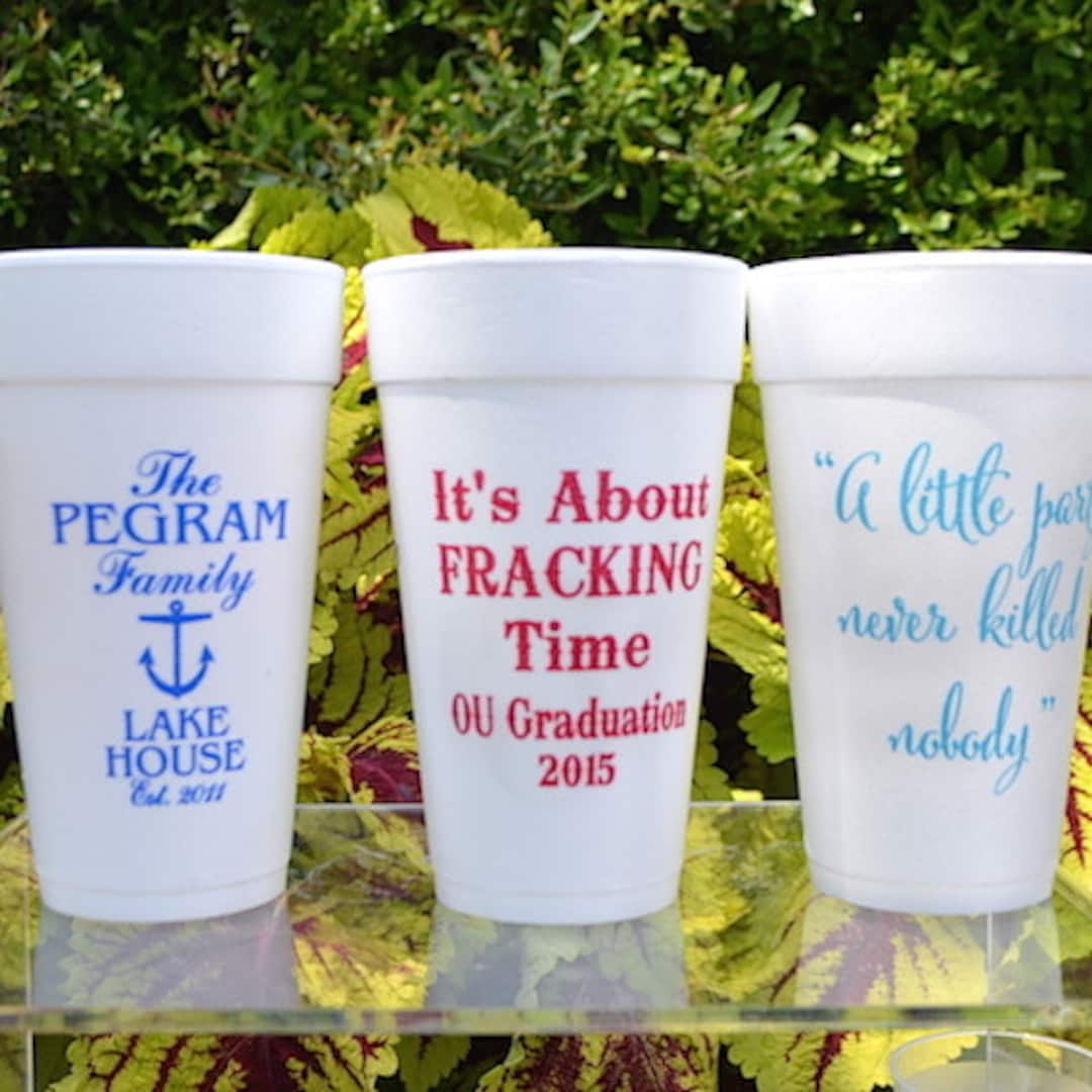 Custom Printed Styrofoam Party Cups, Personalized Foam Cups