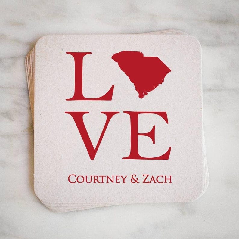 Personalized State Party Coasters, Custom Drink Coasters, State Love Coasters, Personalized Wedding Coasters, Custom Bar Coasters Bild 7