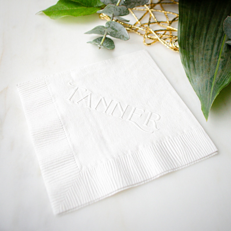 Embossed Last Name Wedding Napkins Custom 3 Ply Cocktail Etsy
