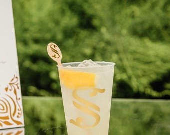 Monogrammed Party Cups, Wedding Logo Cups, Frosted Plastic Cups, Shatterproof Cups, Party Favor Cups, Personalized Cups, Cocktail Party Cups