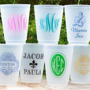 Frost-Flex Shatterproof Personalized Colorful Party Cups, Monogrammed Shatterproof Cups, Custom Printed Wedding Shatterproof Cups
