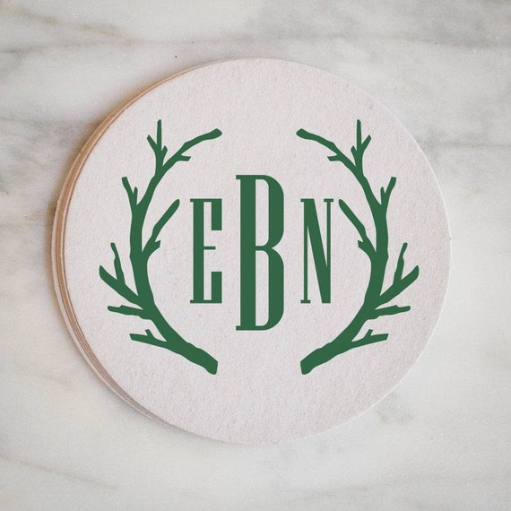 Custom Monogram Paper Coasters Personalized Printed Coasters