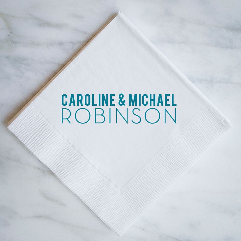 Personalized Bride And Groom Names Wedding Cocktail Napkins Etsy