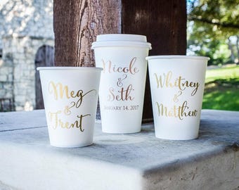 Custom Coffee Cups, Personalized Paper Coffee Cups, Paper Party Cups, Customizable Paper Cups, Wedding Cups, Coffee Bar, Hostess Gift