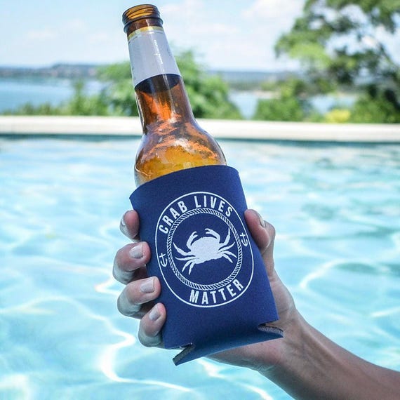 Personalized Beach Can Coolers, Beach Wedding Favor, Customizable Slim Can Huggers, Bottle Huggers, Beach House, Birthday Coolies, Crab Boil