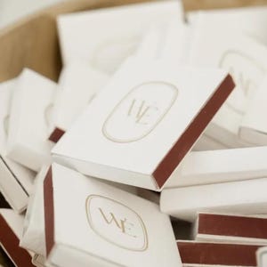 Personalized Monogram Foil Printed Matchboxes - Custom Wedding Favors, Personalized Wedding Favors, Bar Matches, Monogrammed Wedding Matches