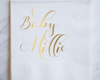 Girl Baby Shower Napkins, Personalized Baby Napkins, Custom Shower Napkins, Cocktail Napkins, Boy Baby Shower, Baby Shower Napkins