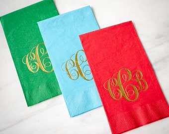 Monogrammed Guest Towels, Custom Guest Towels, Gold Foil, Bathroom Hand Towels, Printed Napkins, Powder Room Towels, Gifts for the Home