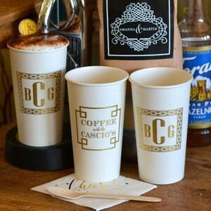Custom Printed Paper Cups, Monogrammed Coffee Cups, Personalized Hot Drink Cups, Coffee Bar, Hot Chocolate Bar, Wedding Cups, Party Cups image 4