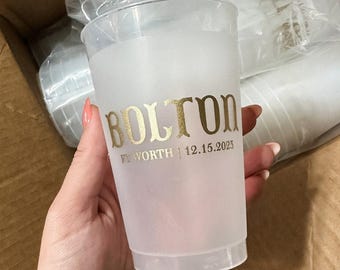 Western Last Name Frost Flex Party Cup Favors, Personalized Shatterproof Cups, Plastic Cup Favor, Shatterproof Custom Cup Favors, Custom Cup