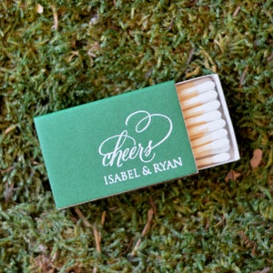 Personalized &quot;Cheers&quot; Matchboxes, Custom Wedding Matches, Personalized Wedding Favors, Bar Matches,  Foil Printed Custom Matches