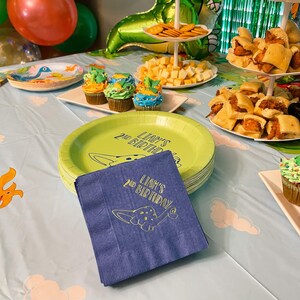 Dinosaur 2nd Birthday Napkins, 3ply Kid's Birthday Napkins, Foil Dinosaur Bday Napkins, Second Birthday Party Napkins, 3ply Kid's Napkins image 5