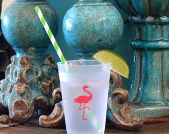 Custom Summer Frost Flex Cups, Personalized Flamingo Cups, Shatterproof Party Cups, Summer Party, Pool Party, Graduation Party, Party Favors