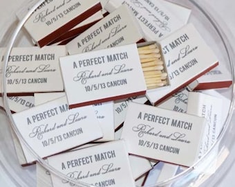A Perfect Match - Personalized Matches, Custom Wedding Favor, Personalized Wedding Matchboxes, Foil Printed Bar Matches