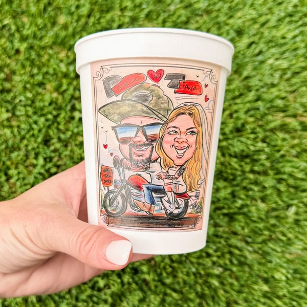 Full Color White Wedding Stadium Cups, Personalized Full Color Stadium Cups, Colorful Party Cups, Custom Full Color Cup, Full Color Stadium