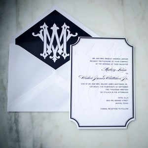 Blind Letterpress Invitations, Classic Monogram Wedding Invitations, Personalized Invites, Digital and Letterpress Printed Invitations image 5