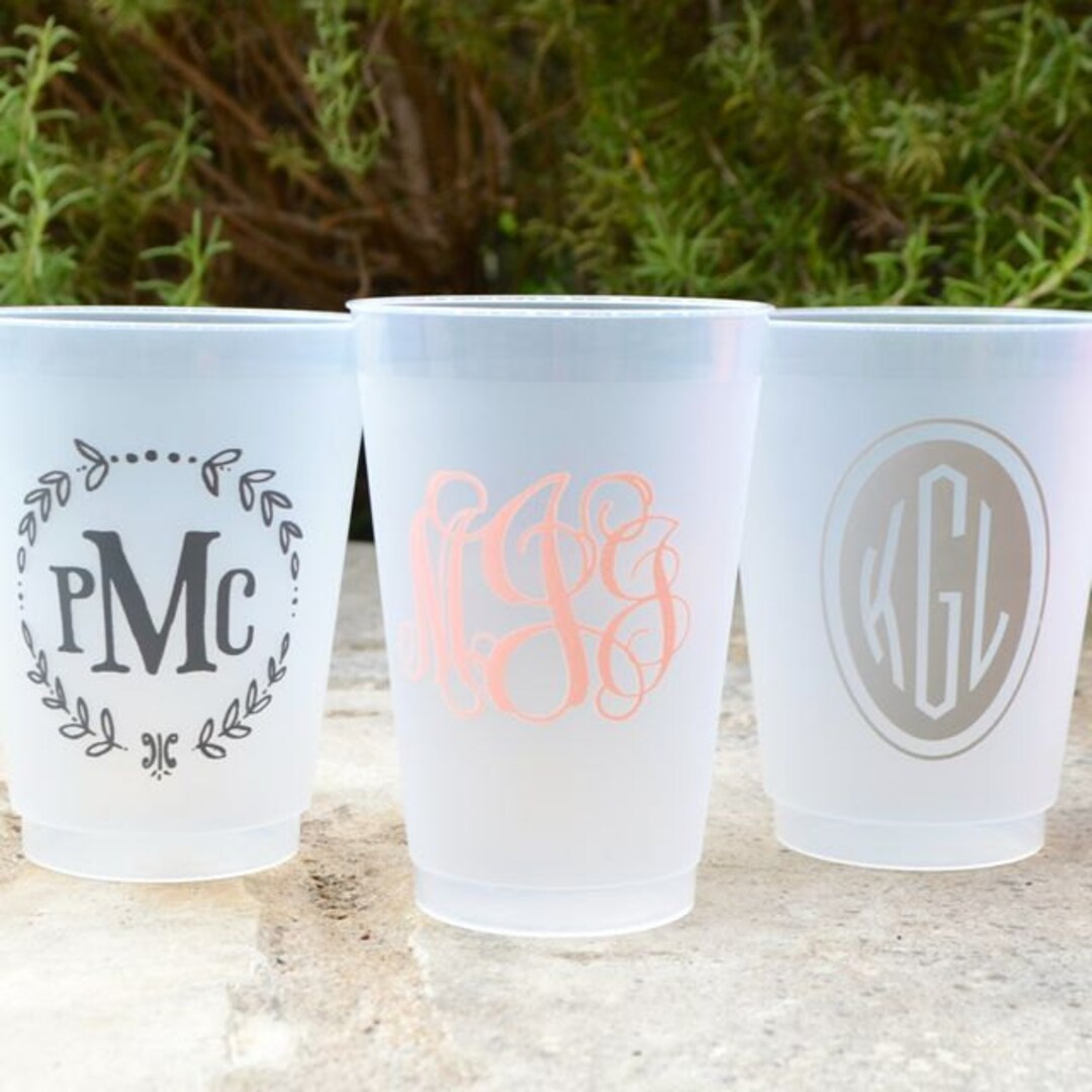26 Styles) Set of 10 16oz Frosted Reusable Cups + Design Your Own