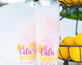 Custom Printed Birthday Party Cups, Lemonade Stand Cups, Kids Party Cups, Shatterproof Cups, 2 Color Printed Personalized Cups