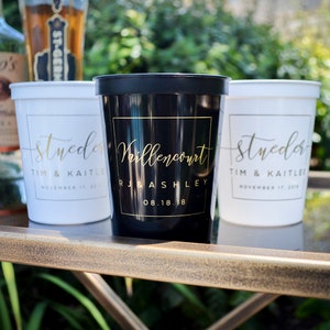 Monogrammed Stadium Party Cups, Custom Printed Wedding Party Cups, Stadium Cups, Personalized Party Favors, Engagement Party, Bridal Shower