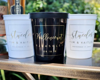 Monogrammed Stadium Party Cups, Custom Printed Wedding Party Cups, Stadium Cups, Personalized Party Favors, Engagement Party, Bridal Shower