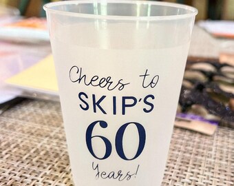 60th Birthday Shatterproof Cups, Custom Birthday Frosted Cups, Personalized Bday Party Frost Flex Cups, Sixtieth Birthday Shatterproof Cups