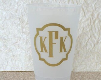 Monogrammed Birthday Party Frosted Cups, Custom Block Mono Shatterproof Cup, Party Favor, Customizable Beer Wine Cocktail Cups